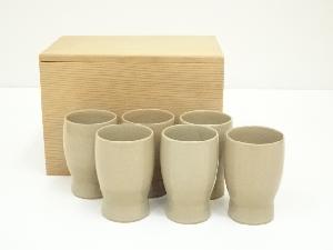 京焼　新開寛山造　筒形茶碗6客セット（保護箱）